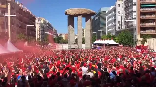 Liverpool fans chanting the Bobby Firmino song in Madrid