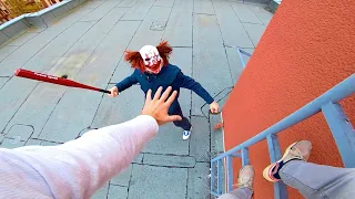 the clown was too fast..