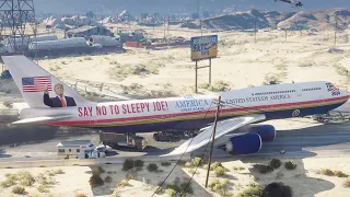 Donald Trump's Newly Designed Boeing 747 Emergency Landing On Rural Highway | GTA 5