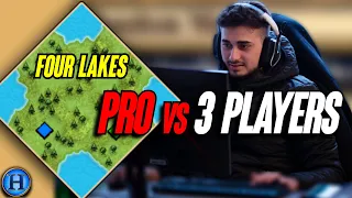 1 Pro vs 3 Players ON FOUR LAKES | AoE2
