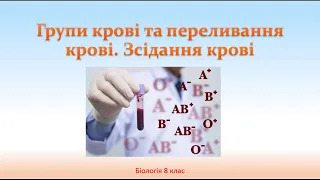 Біологія людини. Групи крові та переливання крові. Зсідання крові