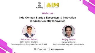 LIVE!!! Webinar on Indo German startup ecosystem & innovation in cross country innovation