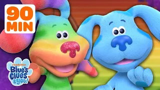 Blue Skidoos and Finds Clues w/ Rainbow Puppy & Josh! | 90 Minute Compilation | Blue's Clues & You!