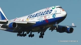 B747 EI-XLK Transaero palms landing VKO 2014 Vnukovo