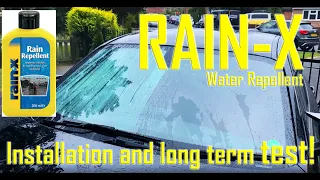 Rain-X application and long term test of car glass water repellent.