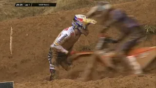 Gajser and Prado start crashes MXGP Race 2  | MXGP of Portugal 2024