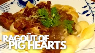 Ragout w. Pig's Hearts made in Clay Cooker aka Römertopf - Recipe # 73