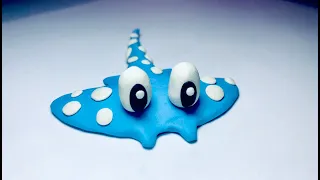 Como Hacer Mantarraya FACIL de Plastilina o fondant