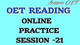 OET READING PRACTICE SESSION ONLINE | #oet #oet_exam #oettraining