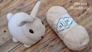 Игрушка Кролик крючком. Видео и схема. Crochet rabbit toy.