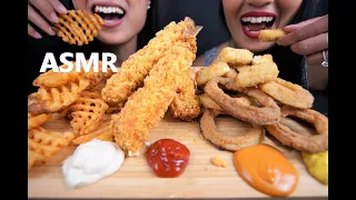 ASMR FRIED FOOD ONION RINGS+SHRIMP TEMPURA+WAFFLE FRIES *EXTREME CRUNCHY SOUNDS, NO TALKING* EM ASMR