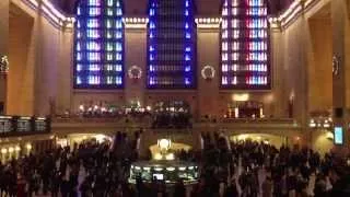 Grand Central station on a Friday night with Christmas lights display 2013