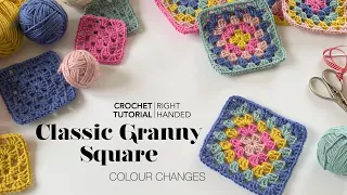 Tutorial | Classic Granny Square - Colour Changes