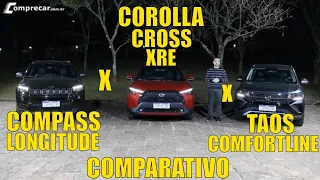 Comparativo: Jeep Compass Longitude x Toyota Corolla Cross XRE x Volkswagen Taos Comfortline