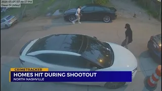 Homes hit during shootout