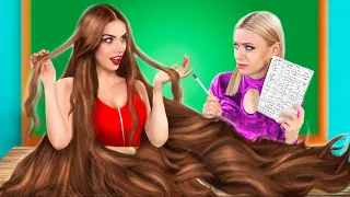 Okuldaki Kısa Saç vs Uzun Saç Problemleri! 14 Çılgınca Saç Tüyoları!