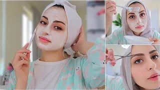 روتيني للعناية بالبشرة🧖‍♀️!! عملت حواجبي🤭