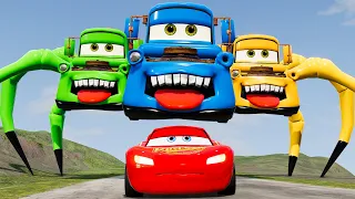 Escape From The Triplets Tow Mater Pixar Cars Spider Eater VS Lightning McQueen Beamng Drive #111
