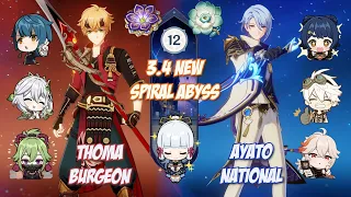 Thoma Burgeon & Ayato National - Genshin Impact Abyss 3.4 - Floor 12 9 Stars