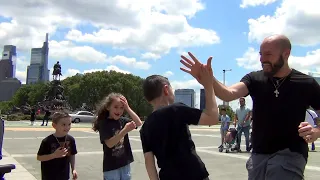 Telling my kids I'm going to meet Sly Stallone! (And then running up The Rocky Steps to Celebrate!)