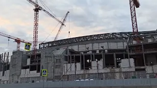 Строительство Ледового дворца рядом со стадионом "Нижний Новгород" на Стрелке // Октябрь 2023