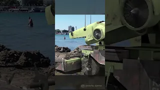 Russia. On Anapa beach, algae is now being removed by robots from China