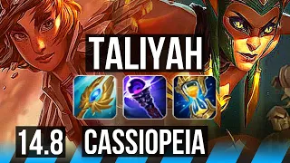 TALIYAH vs CASSIOPEIA (MID) | 73% winrate, Comeback, 52k DMG, Legendary | NA Challenger | 14.8