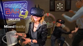 Drunkn Bar Fight VR Simulator - Throwing Epic Punches in Mixed Reality! Hilarious HTC Vive Gameplay