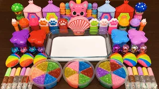 Mixing Random Things into GLOSSY SLIME!!! Satisfying RAINBOW Video #20