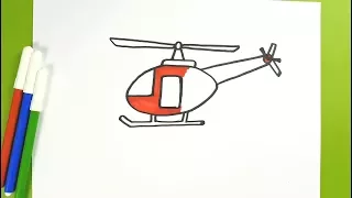 How to Draw a Helicopter Easy Step by Step for kids | Kids Color Learning with Helicopter Drawing