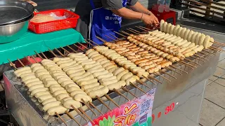 Crazy Skills! Amazing Grilled banana Cutting Master - Thailand Street Food