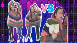 TWO PERSON IN ONE SWEATER CHALLENGE || 2 GIRLS STUCK IN ONE SWEATER || 24 HOURS IN ONE SWEATER