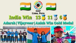 ISSF JUNIOR WORLD CHAMPIONSHIP. India is in Top in Medal tally. India won 13 gold &  total 30 medal.
