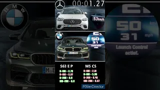 BMW M5 CS 635PS VS 2023 MERCEDES AMG S63 E PERFORMANCE 802PS ACCELERATION 0-200KM/H #shorts