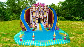 WE SPENT 960 HOUR To BUILDING My BEST VILLA HOUSE With SWIMMING POOL And AMAZING TWIN WATER SLIDE