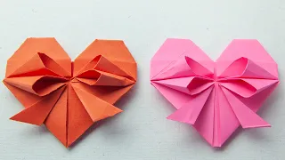 Heart with paper bow | Cute Paper HEART WITH BOW | Easy Origami DIY | Easy Origami & Crafts