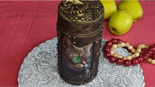 Декор банки от кофе в стиле стимпанк Coffee can decor in steampunk style