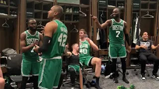 Boston Celtics locker room after Game 5 win vs Miami Heat in ECF