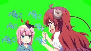 [Machikado Mazoku] Shamiko tail slapping Momo [Green Screen]