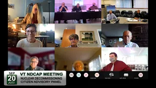 VT Nuclear Decommissioning Citizens Advisory Panel: VT NDCAP - 9/20/21 Mtg