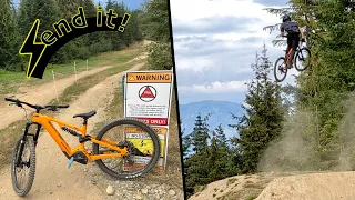 E- bike on the biggest jumps in Whistler.