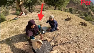 The steps of making a cooking oven in the mountain by Kobri and Hassan