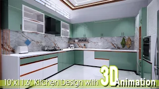 10' X 11.6'  Modular Kitchen design with 3D animation by AID ........