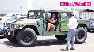 Arnold Schwarzenegger Shows Off His Military Hummer H1 Humvee While Leaving Lunch In Beverly Hills