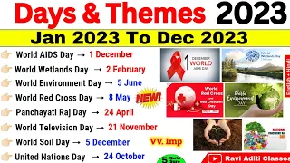 Days and Themes 2023 Current Affairs | दिवस और थीम 2023 | January to December 2023 Current Affairs
