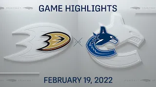 NHL Highlights | Ducks vs. Canucks - Feb. 19, 2022