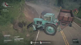 Big Tractor Stuck on Road||Spintires: MudRunner|