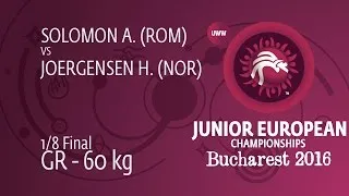 1/8 GR - 60 kg: A. SOLOMON (ROM) df. H. JOERGENSEN (NOR), 6-2