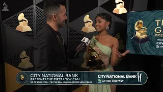 Tyla Checks In At The CNB "First Look" Cam At The 2024 GRAMMYs Premiere Ceremony