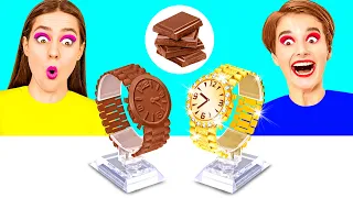 Reto de Chocolate Comida Rica vs Pobre #7 | Guerra de chicas con chocolate de DaRaDa Challenge
